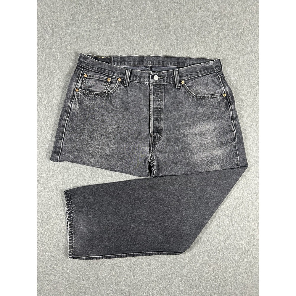 Levis 501 Jeans Mens 40x30 Black Faded Straight Leg Denim‎ Made in Egypt